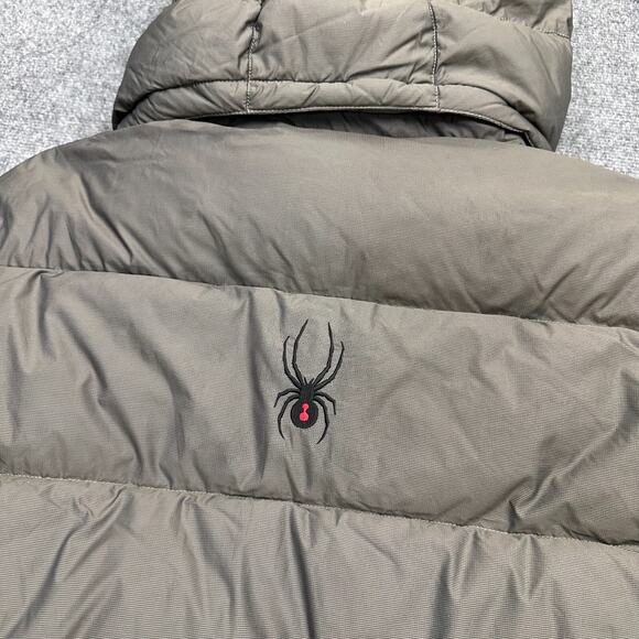 SPYDER XSCAP Ski 700 Puffer Down Fill Gray Hood Jacket Winter Cold Coat Men's XL - Picture 4 of 12